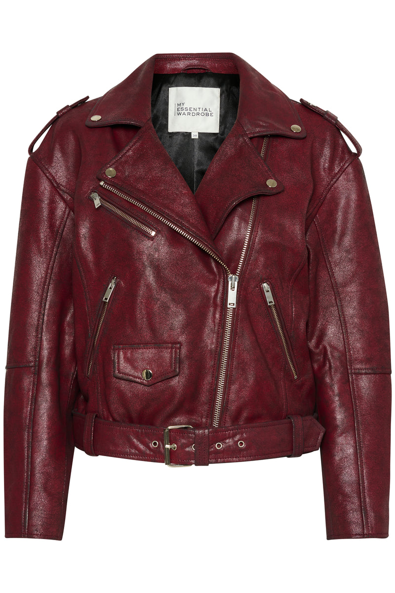 Gilo Leather Jacket burgundy red