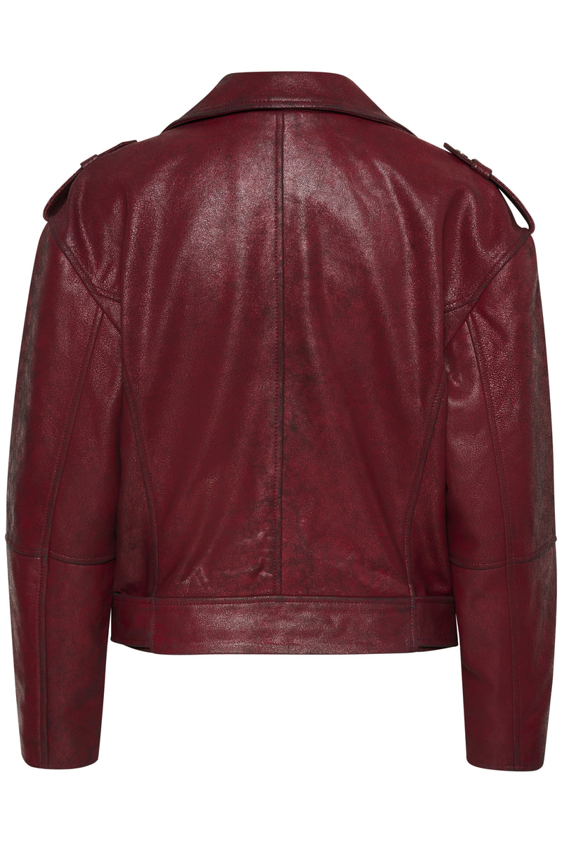 Gilo Leather Jacket burgundy red