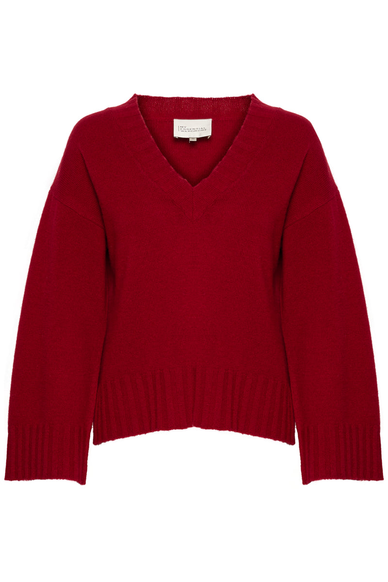 Huxi V-Neck Pullover burgundy red