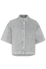 Malo boxy short Shirt light grey wash