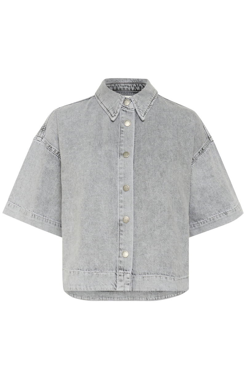 Malo boxy short Shirt light grey wash