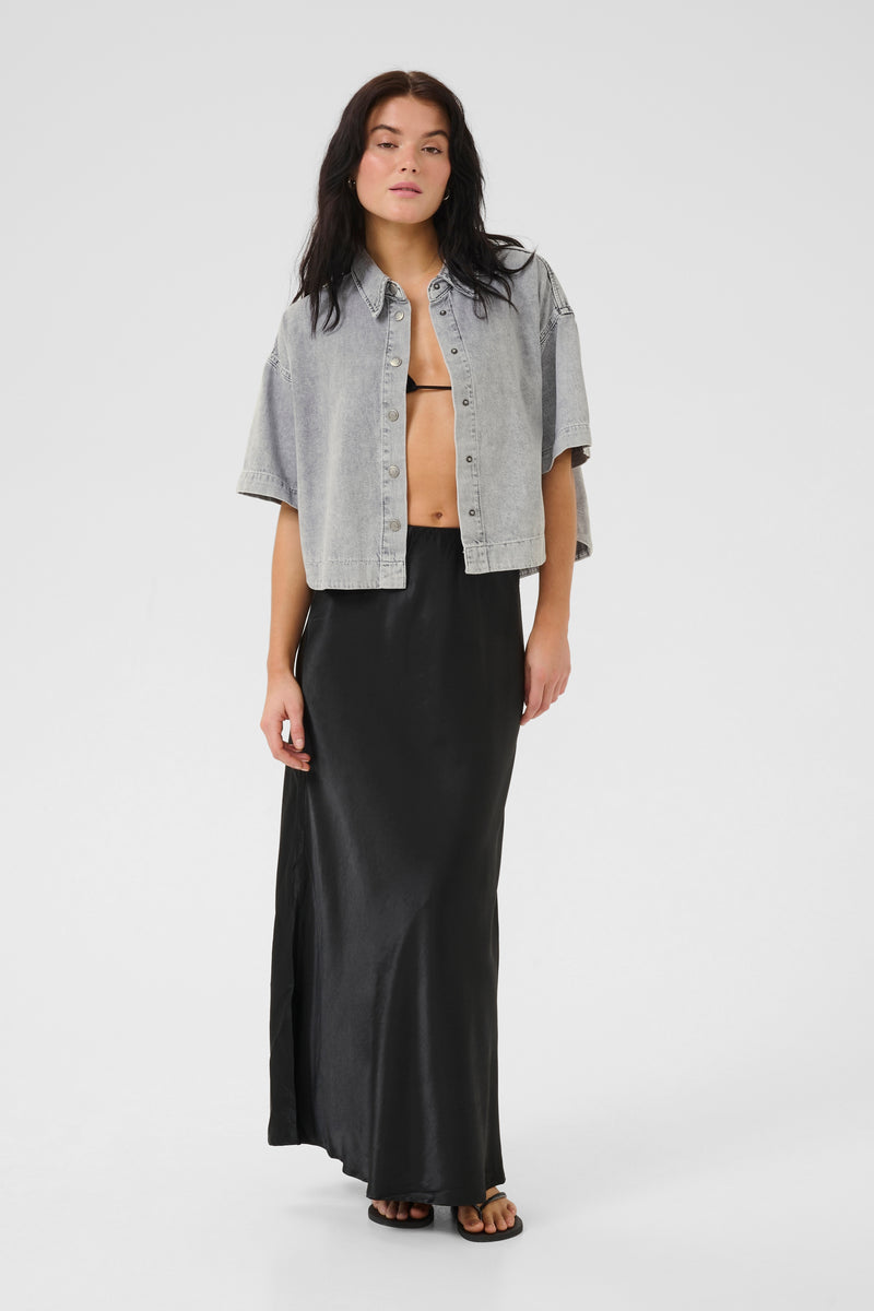 Malo boxy short Shirt light grey wash