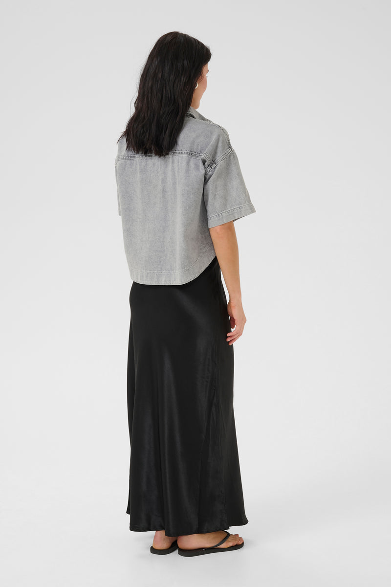 Malo boxy short Shirt light grey wash