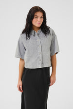 Malo boxy short Shirt light grey wash
