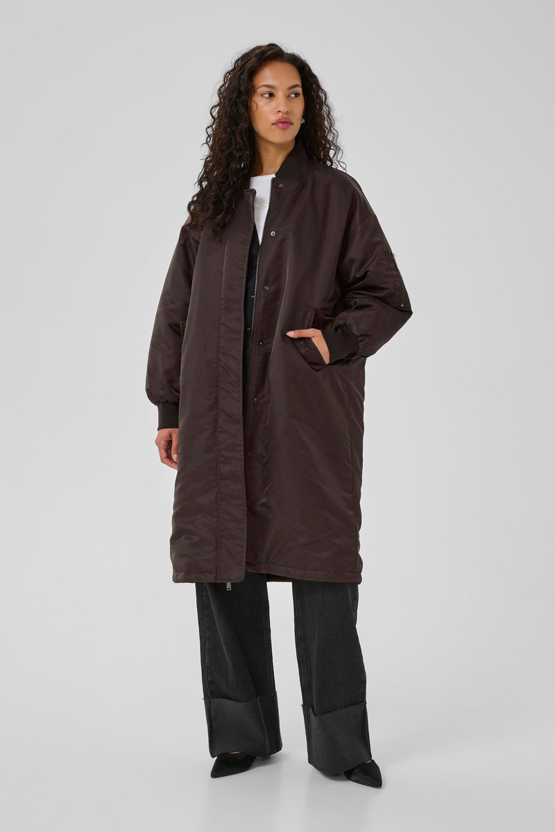Helga reversable long Jacket espresso