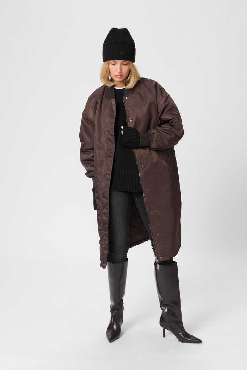 Helga reversable long Jacket espresso