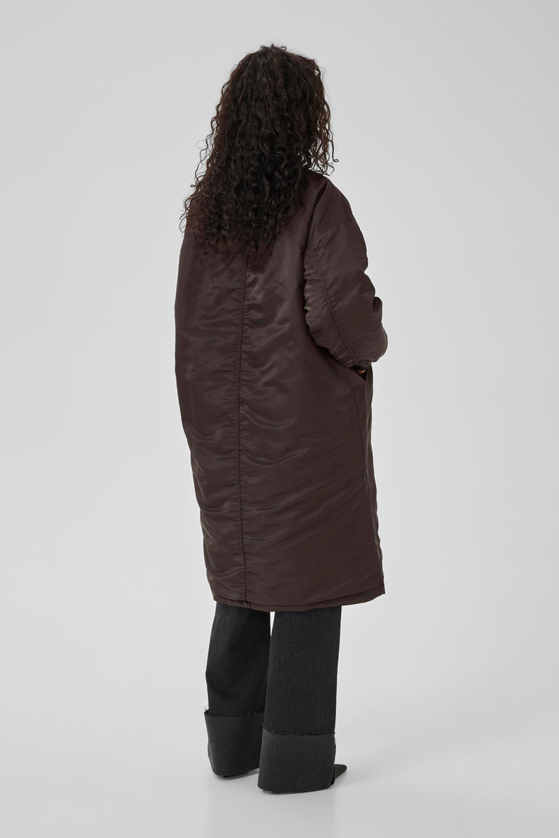 Helga reversable long Jacket espresso