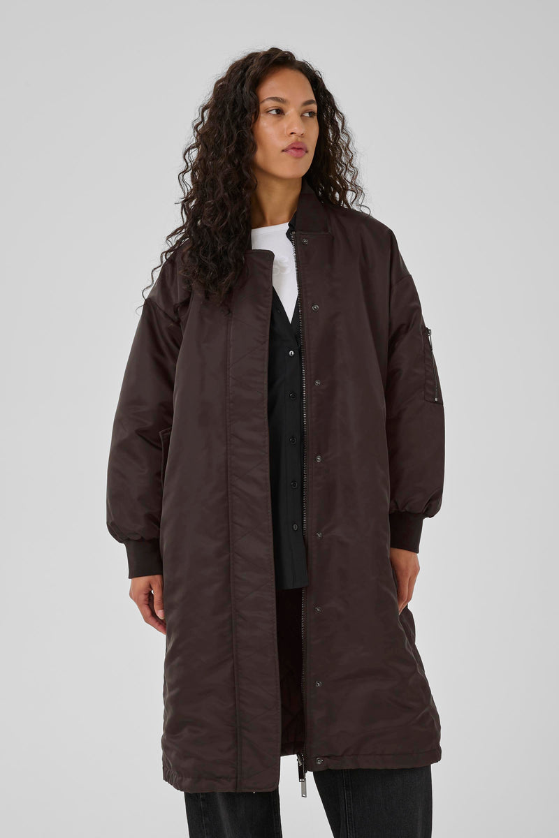 Helga reversable long Jacket espresso
