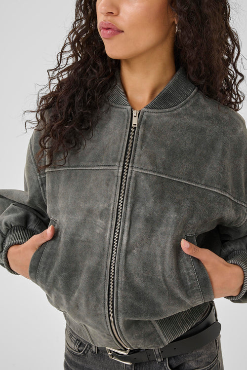 Matty Leather Bomberjacket medium grey