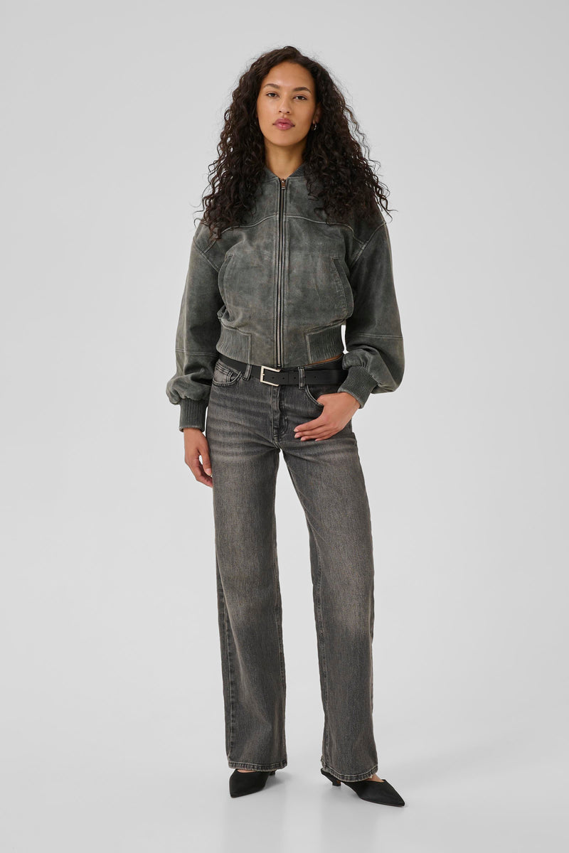 Matty Leather Bomberjacket medium grey
