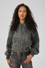 Matty Leather Bomberjacket medium grey