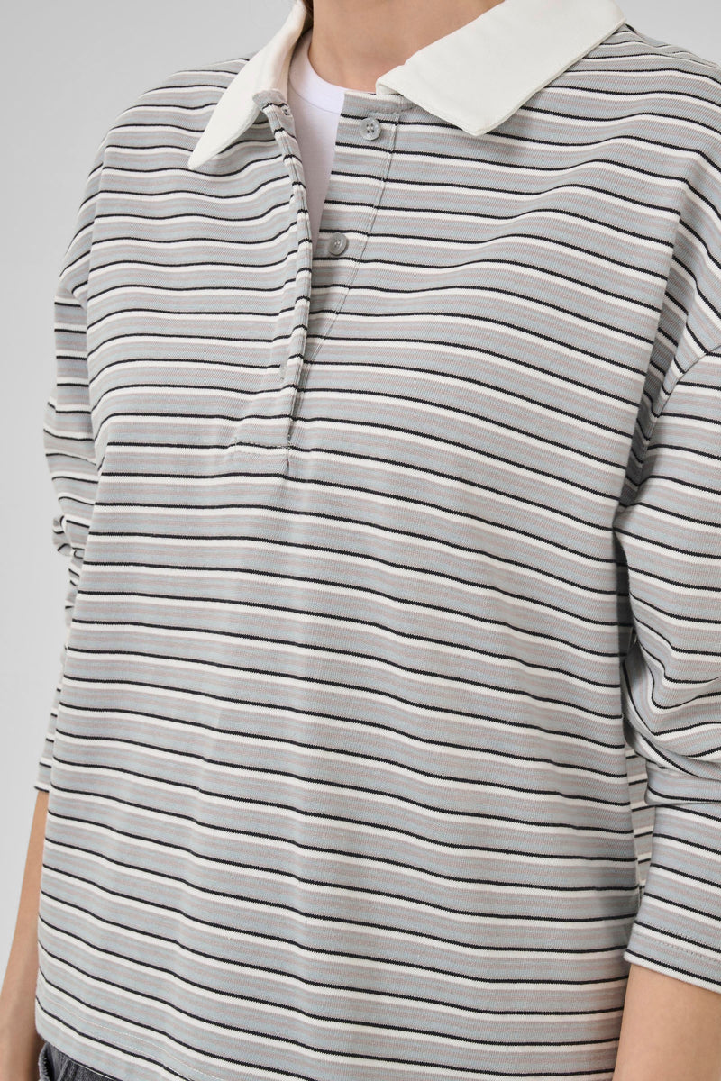 Klara Poloshirt peal blue striped