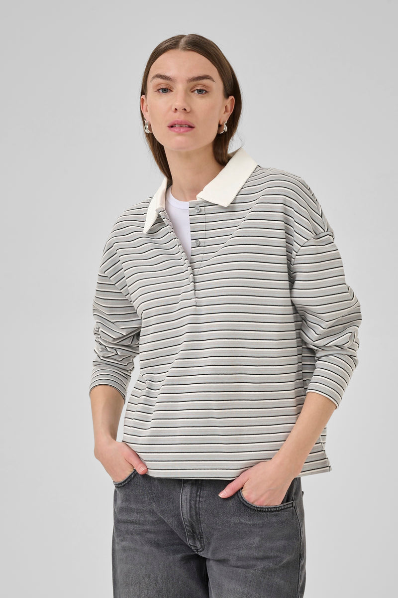 Klara Poloshirt peal blue striped