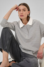 Klara Poloshirt peal blue striped