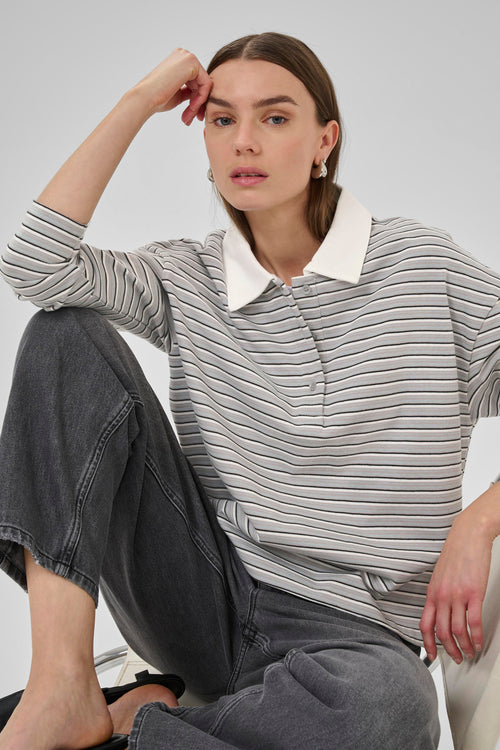 Klara Poloshirt peal blue striped