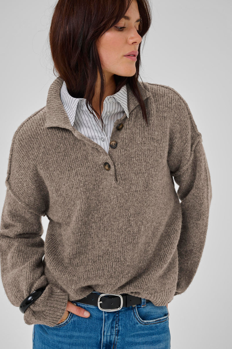 Paloma Polo Pullover brown melange