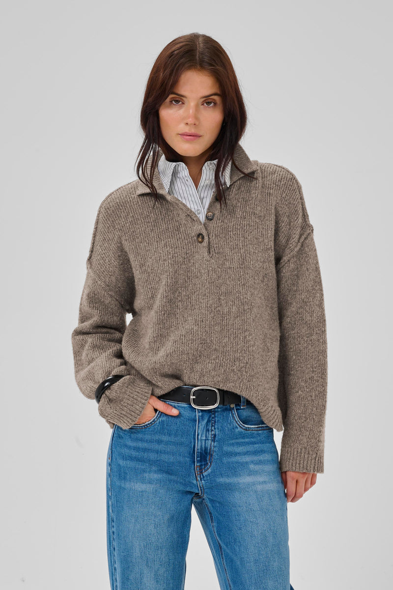 Paloma Polo Pullover brown melange