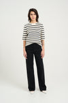 Alpha Strickshirt ivory black striped