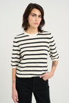 Alpha Strickshirt ivory black striped