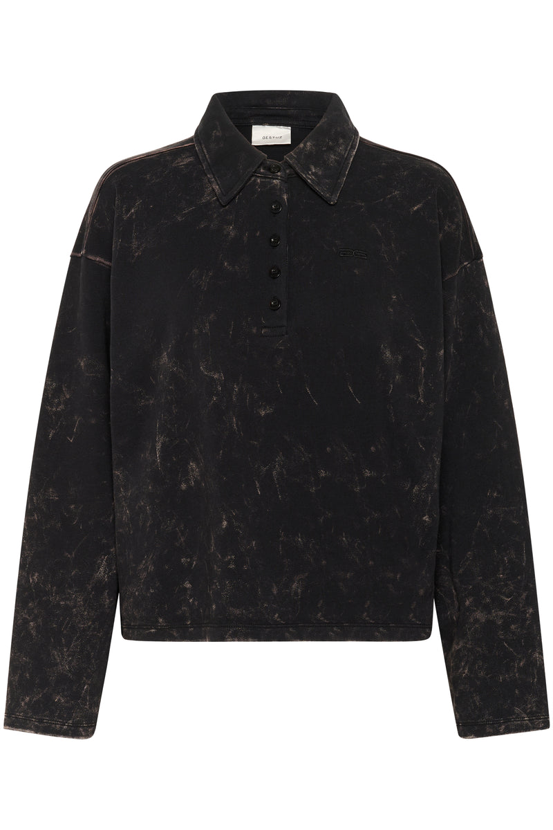 Neia Poloshirt black brown wash