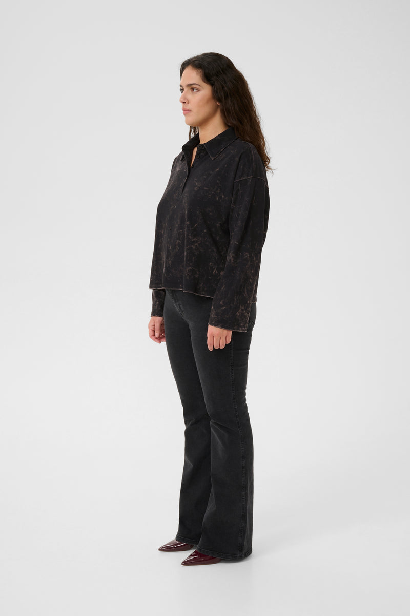Neia Poloshirt black brown wash