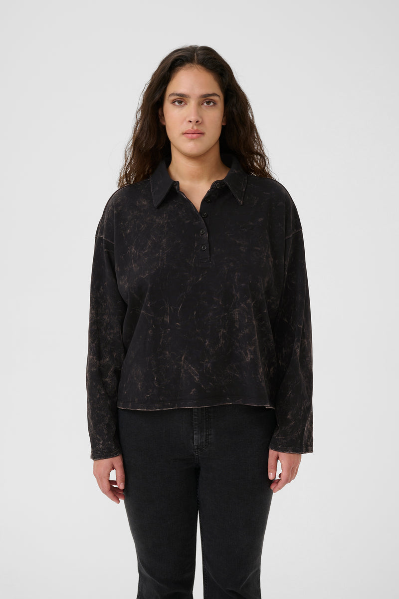 Neia Poloshirt black brown wash