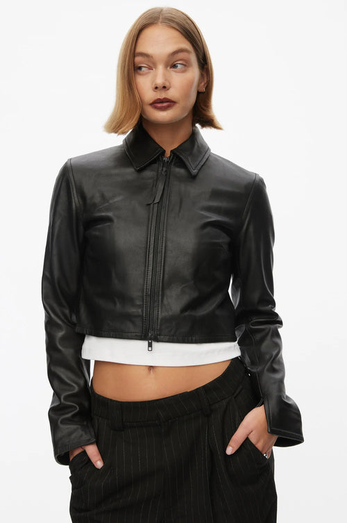 Roadie Leather Zip Blouse black