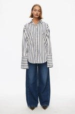 Daily Striped Oversized Shirt navy stripe