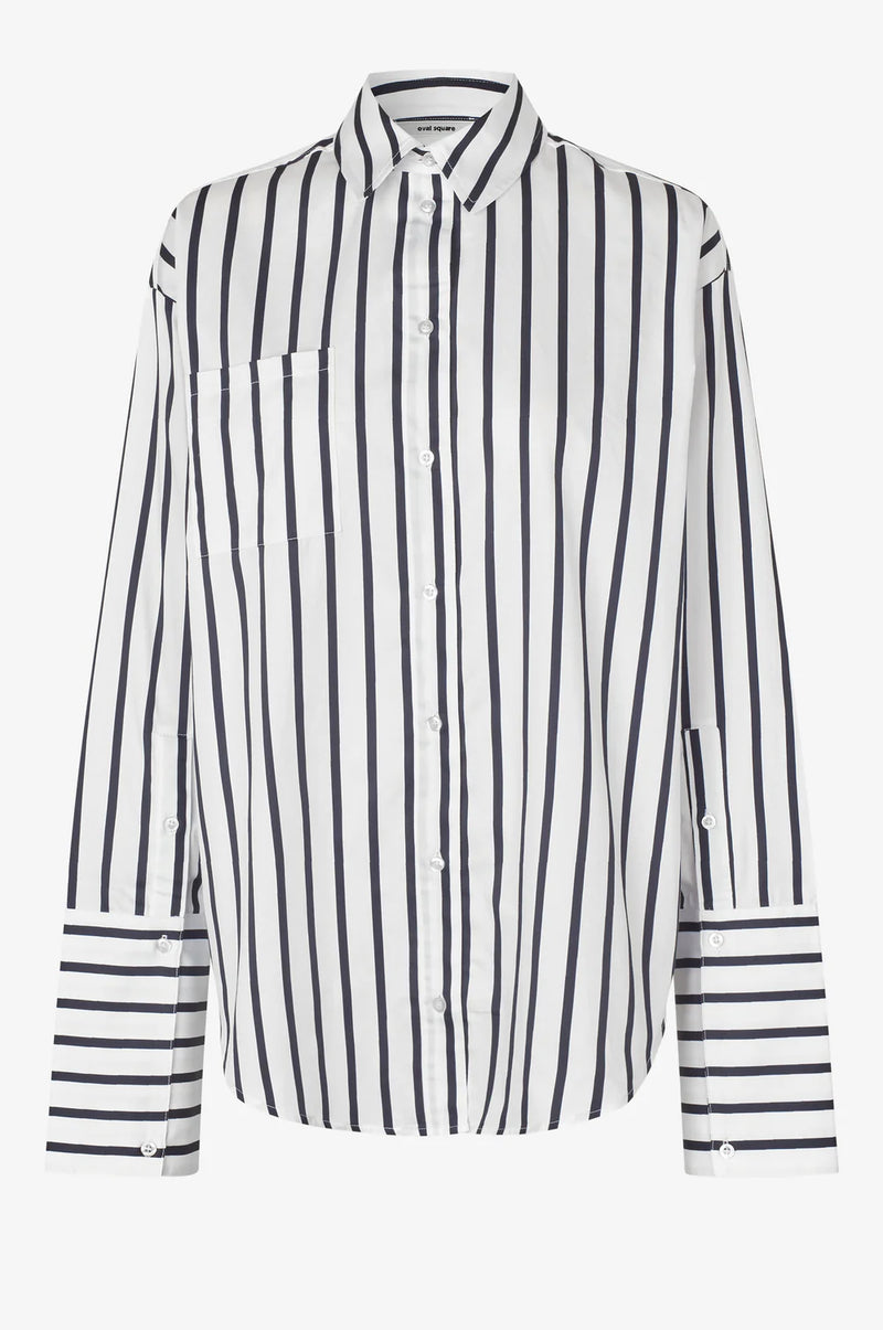 Daily Striped Oversized Shirt navy stripe