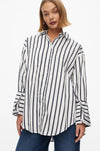 Daily Striped Oversized Shirt navy stripe