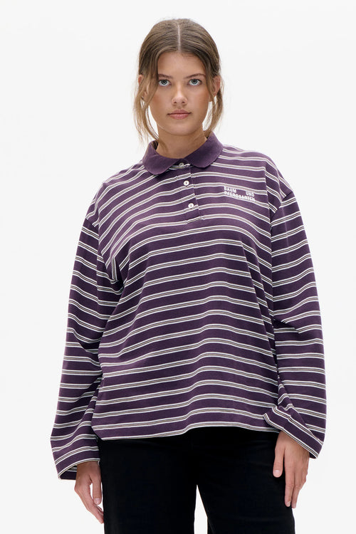 Jeanne Polo plum stripe