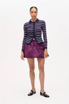 Camiline Cardigan navy plum stripe