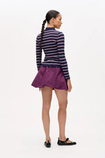 Camiline Cardigan navy plum stripe