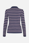 Camiline Cardigan navy plum stripe