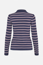 Camiline Cardigan navy plum stripe