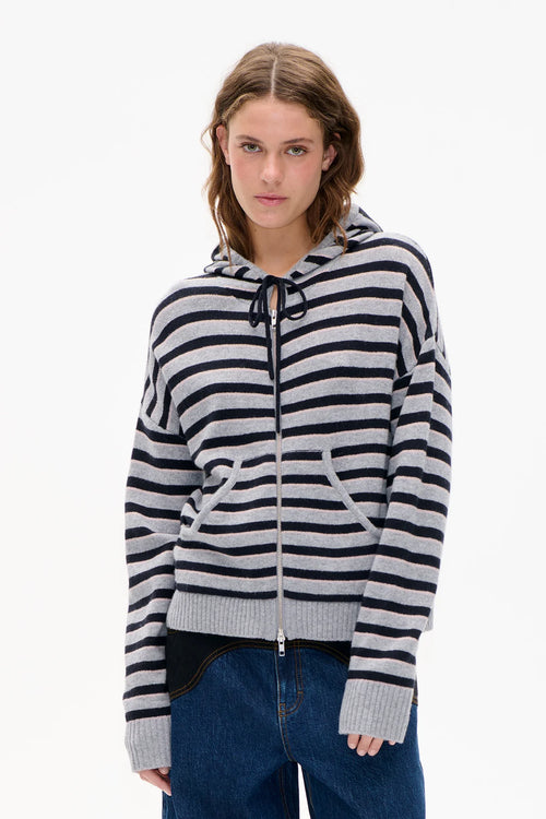 Calley Cardigan grey black stripe