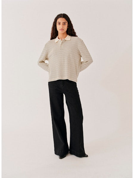 Emma Poloshirt cream/black stripes