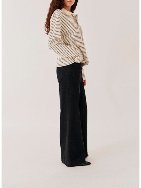 Emma Poloshirt cream/black stripes