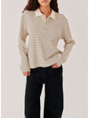 Emma Poloshirt cream/black stripes