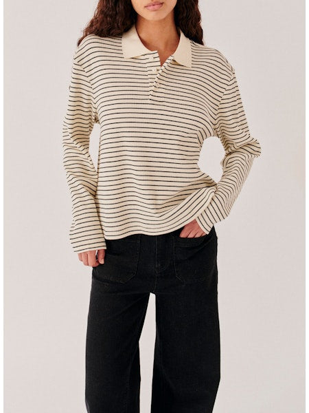 Emma Poloshirt cream/black stripes