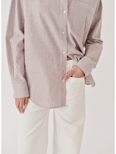 Steele Oversized Shirt brown/white stripe