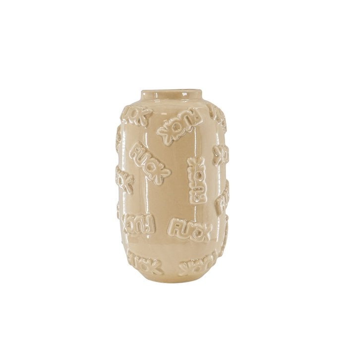 Vase "FUCK" Keramik beige