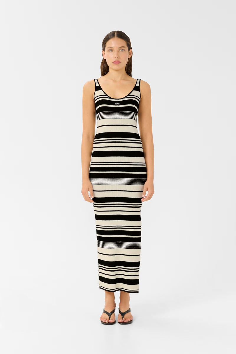 Stela Dress black/birch stripe