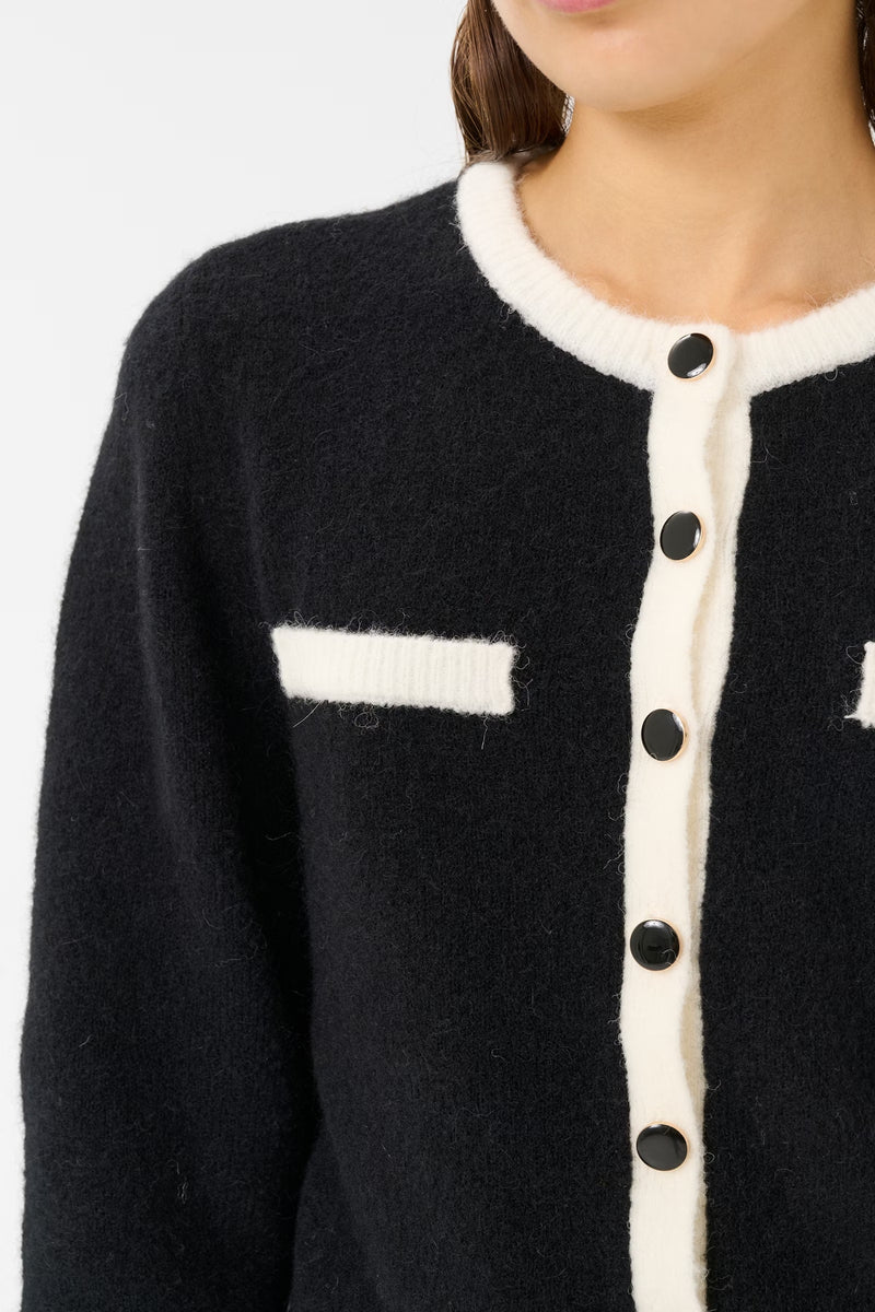 Alpha contrast cardigan black/ivory
