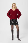 Huxi V-Neck Pullover burgundy red