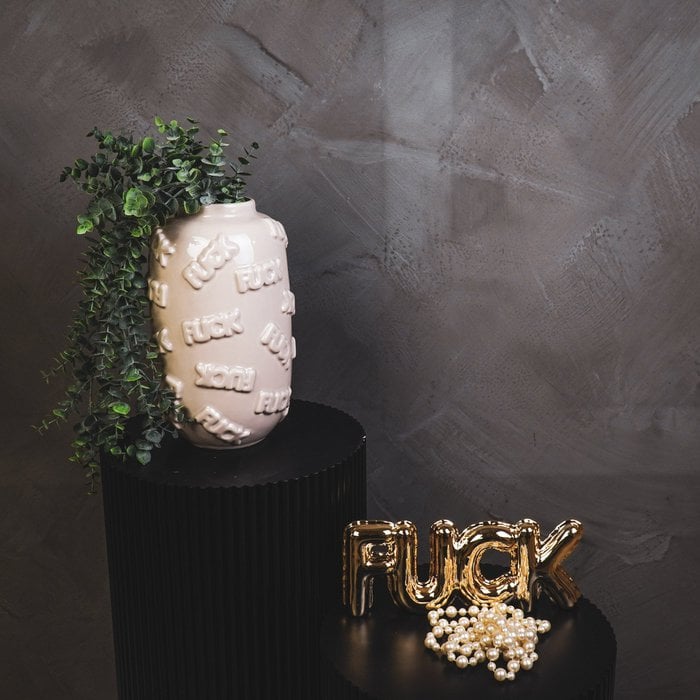 Vase "FUCK" Keramik beige
