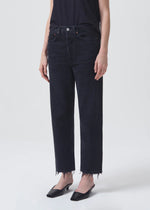 90´s crop mid rise straight Jeans in tar