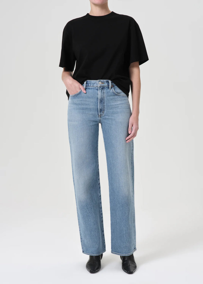 Harper Denim mid rise relaxed straight in flash