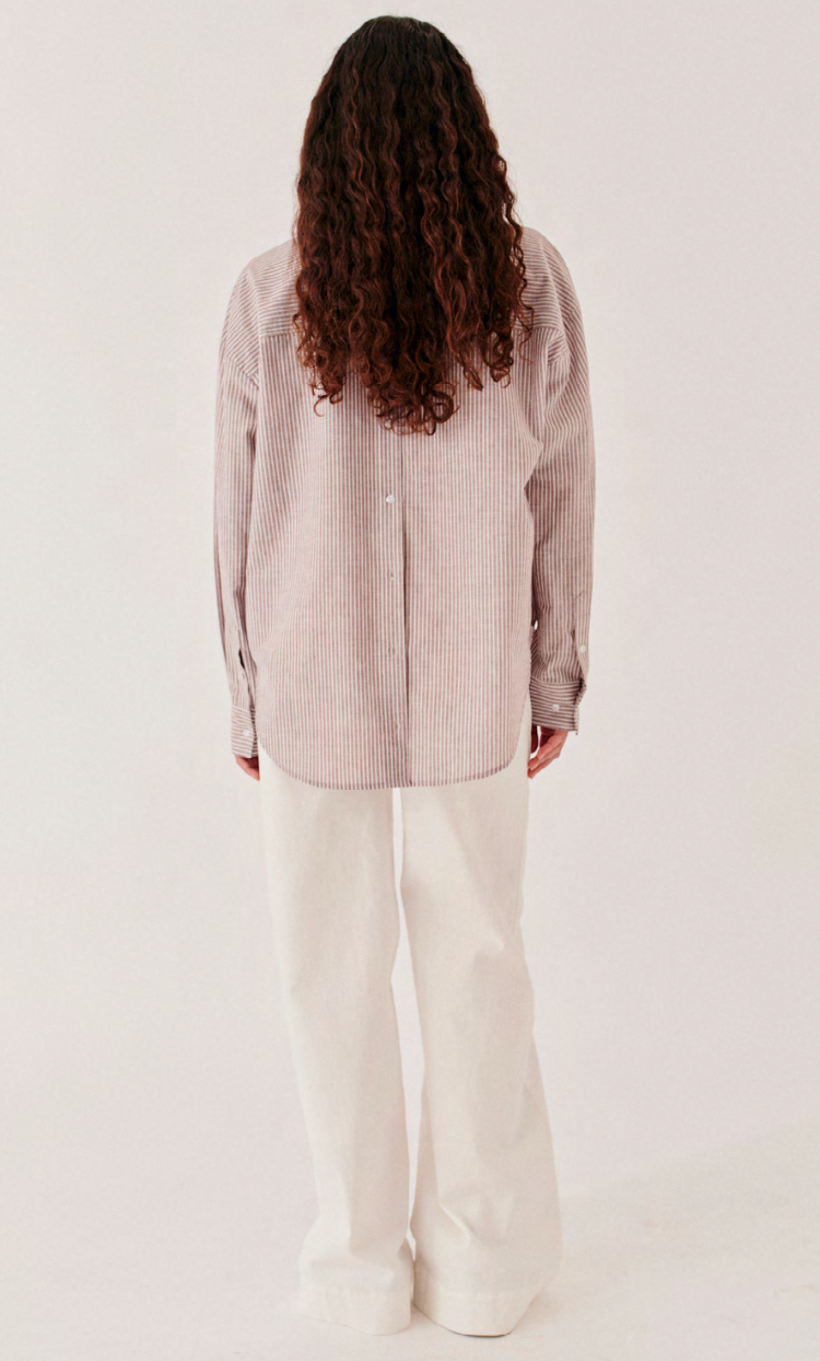 Steele Oversized Shirt brown/white stripe