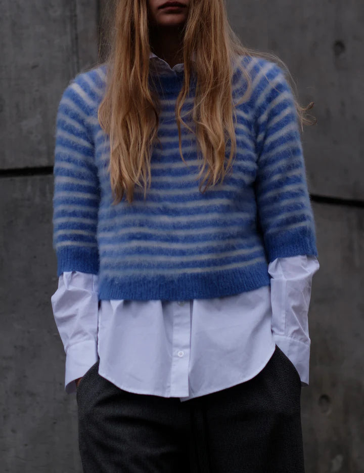 Verona brushed Tee blue/cream